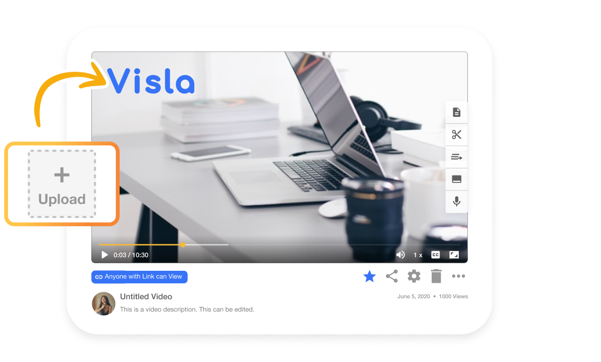 Visla's logo integration tool displayed on a screen, streamlining brand consistency for Communication Teams in video production.
